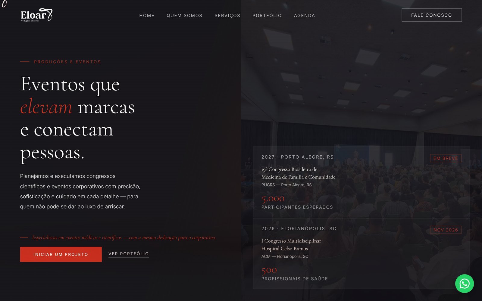 Página inicial do site da Eloar